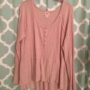 Pink Long Sleeve High/Lo Top